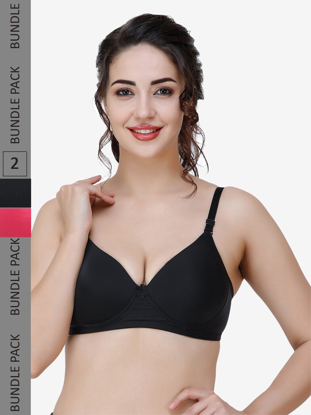 

College Girl Pack Of 2 Full Coverage Lightly Padded T-Shirt Bra With All Day Comfort, Black