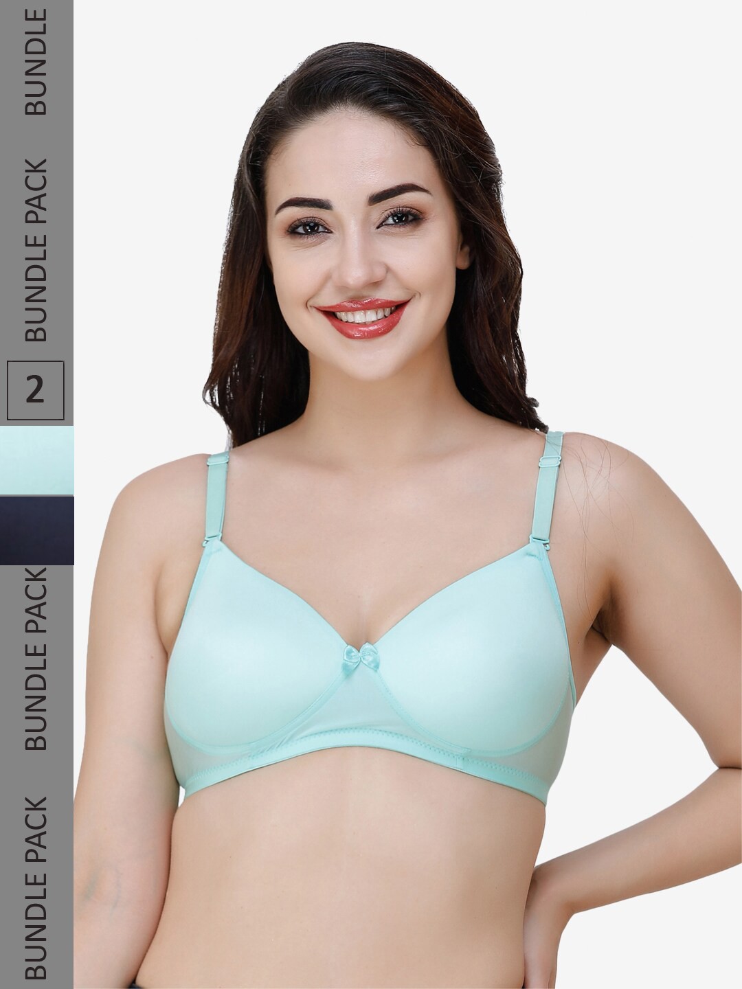

College Girl Pack Of 2 Full Coverage Lightly Padded T-Shirt Bra With All Day Comfort, Navy blue