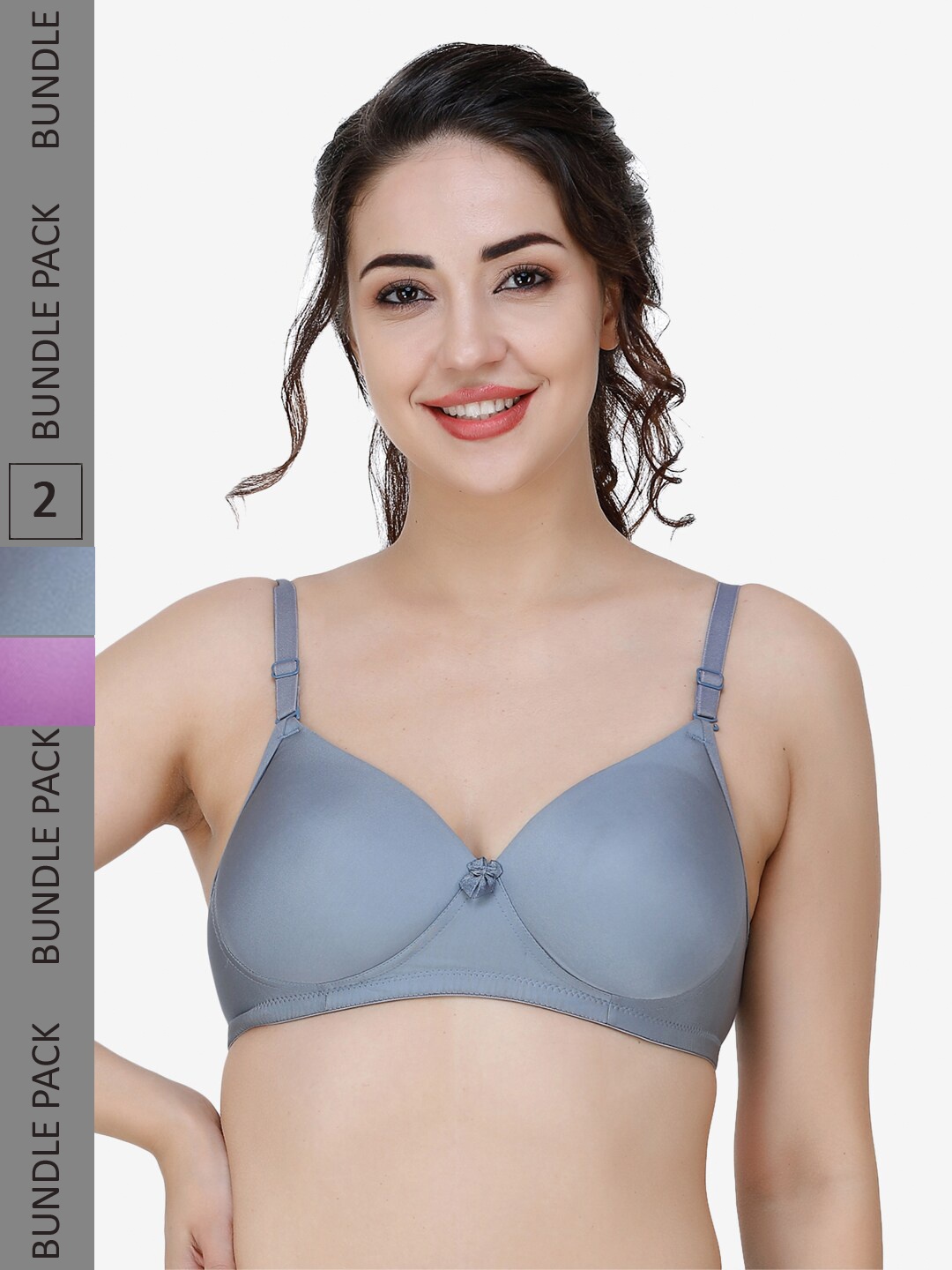 

College Girl Pack Of 2 Full Coverage Lightly Padded T-Shirt Bra With All Day Comfort, Grey