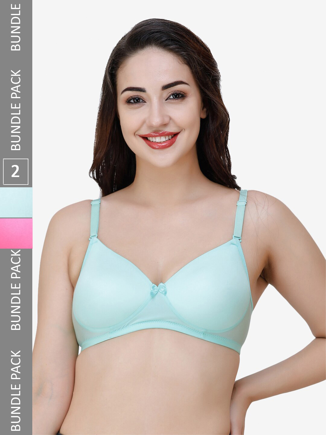 

College Girl Pack Of 2 Non-Wired Lightly Padded Seamless T-Shirt Bra With All Day Comfort, Sea green