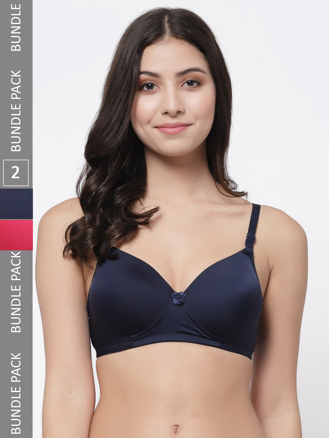 

College Girl Pack Of 2 Non-Wired Lightly Padded Seamless T-Shirt Bra With All Day Comfort, Pink