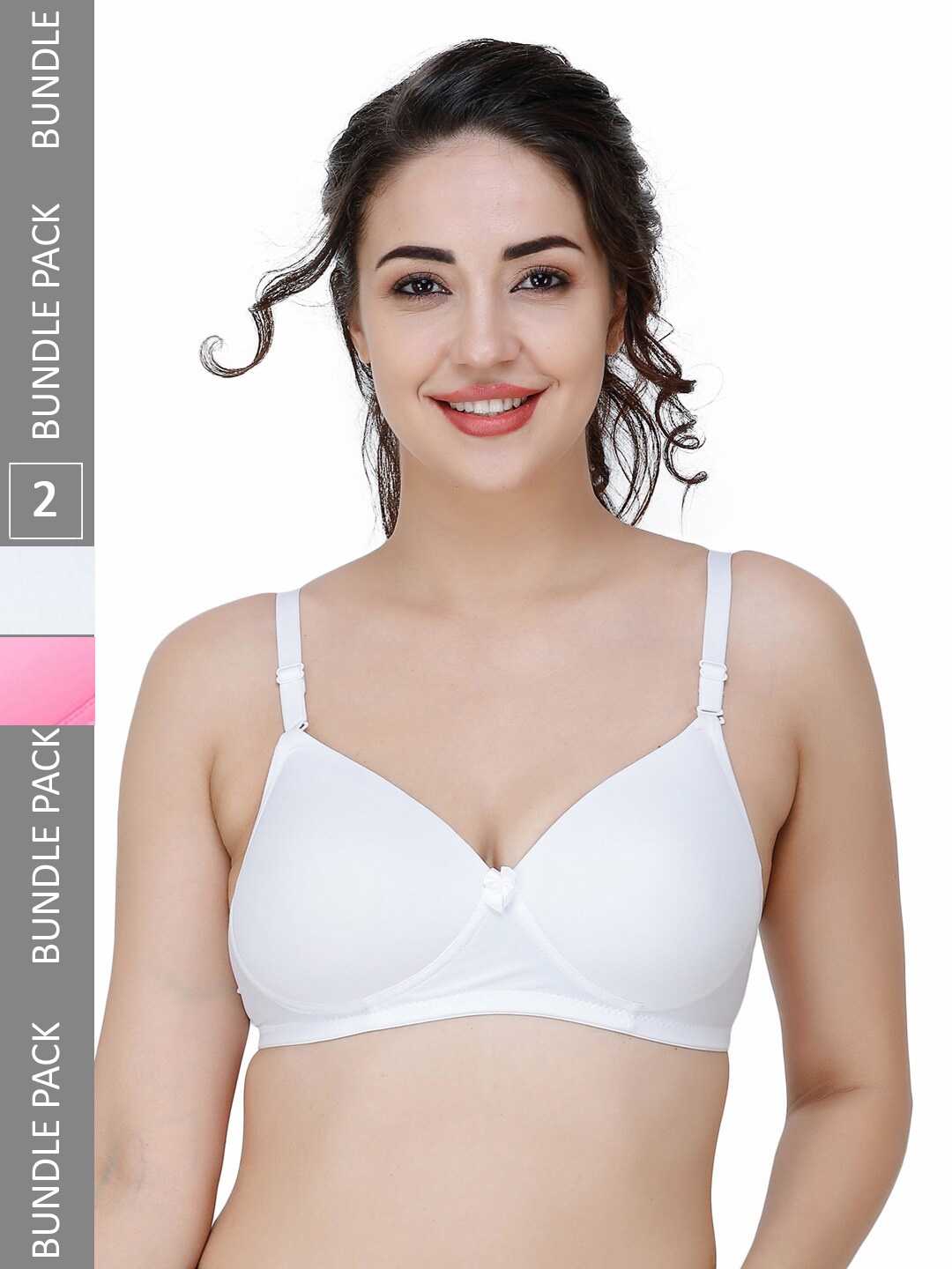 

College Girl Pack Of 2 Non-Wired Lightly Padded Seamless T-Shirt Bra With All Day Comfort, Pink
