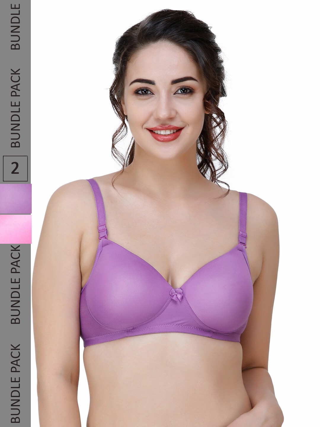 

College Girl Pack Of 2 Full Coverage Lightly Padded T-shirt Bra with All Day Comfort, Pink