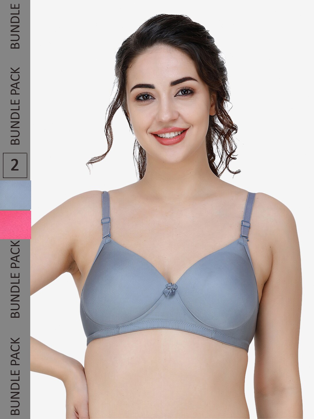 

College Girl Pack Of 2 Full Coverage Lightly Padded T-shirt Bra with All Day Comfort, Grey
