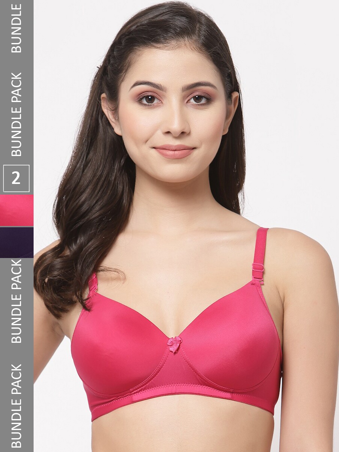 

College Girl Pack Of 2 Non-Wired Lightly Padded Seamless T-Shirt Bra With All Day Comfort, Pink