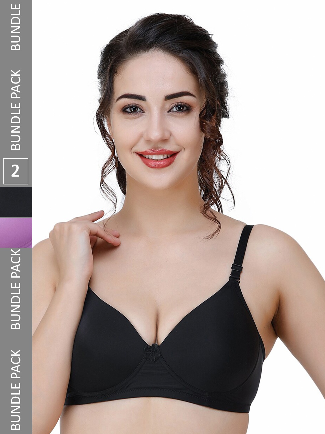 

College Girl Pack Of 2 Full Coverage Lightly Padded T-shirt Bra with All Day Comfort, Black