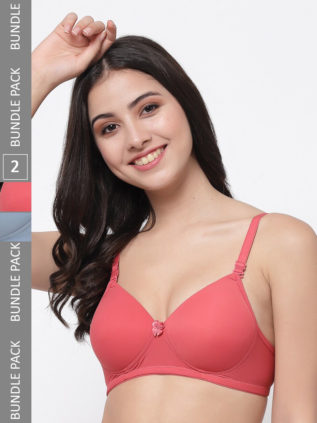 

College Girl Pack of 2 Lightly Padded T Shirt Bras With All Day Comfort, Grey