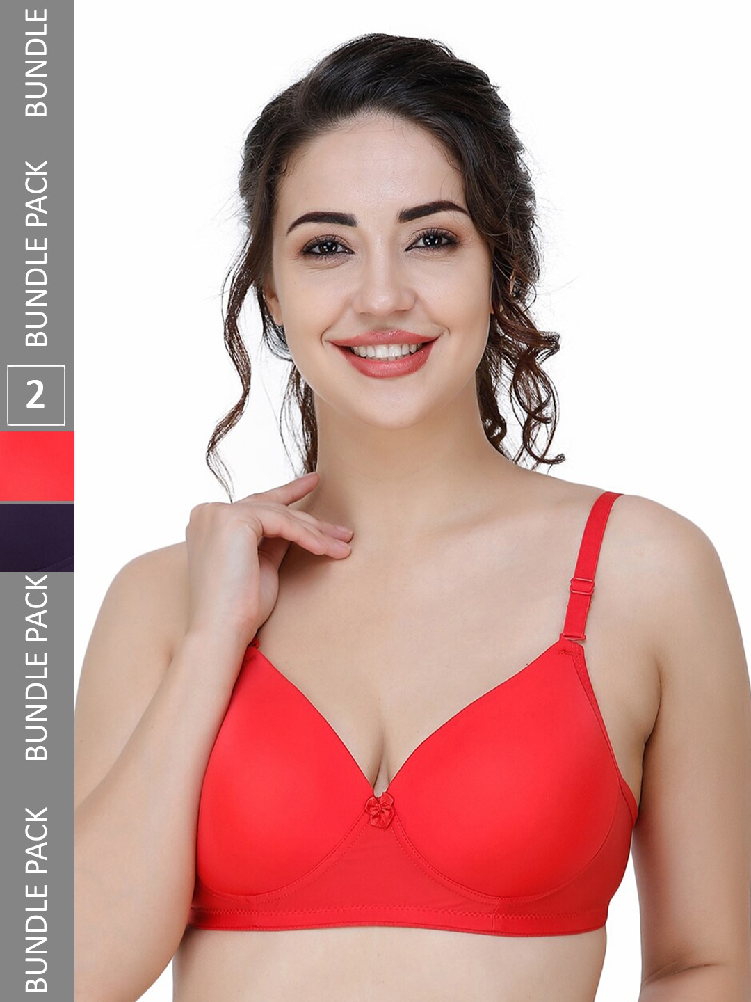 

College Girl Pack Of 2 Full Coverage Lightly Padded T-shirt Bra with All Day Comfort, Red