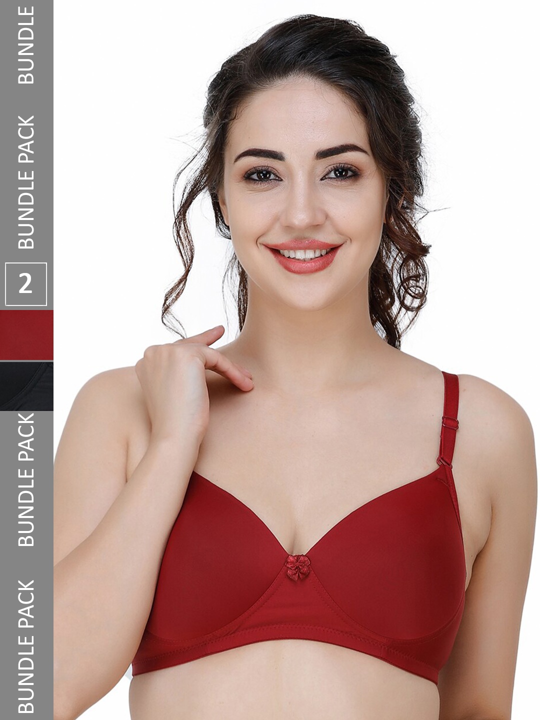 

College Girl Pack Of 2 Non-Wired Lightly Padded Seamless T-Shirt Bra With All Day Comfort, Maroon