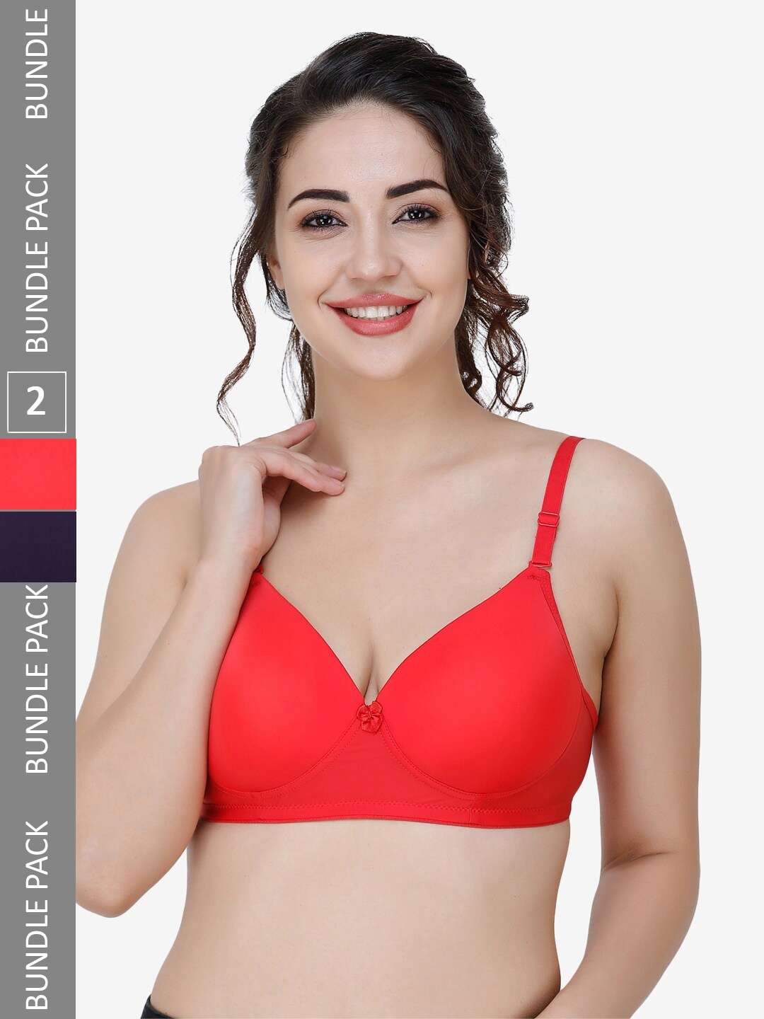 

College Girl Pack Of 2 Full Coverage Lightly Padded T-shirt Bra With All Day Comfort, Red