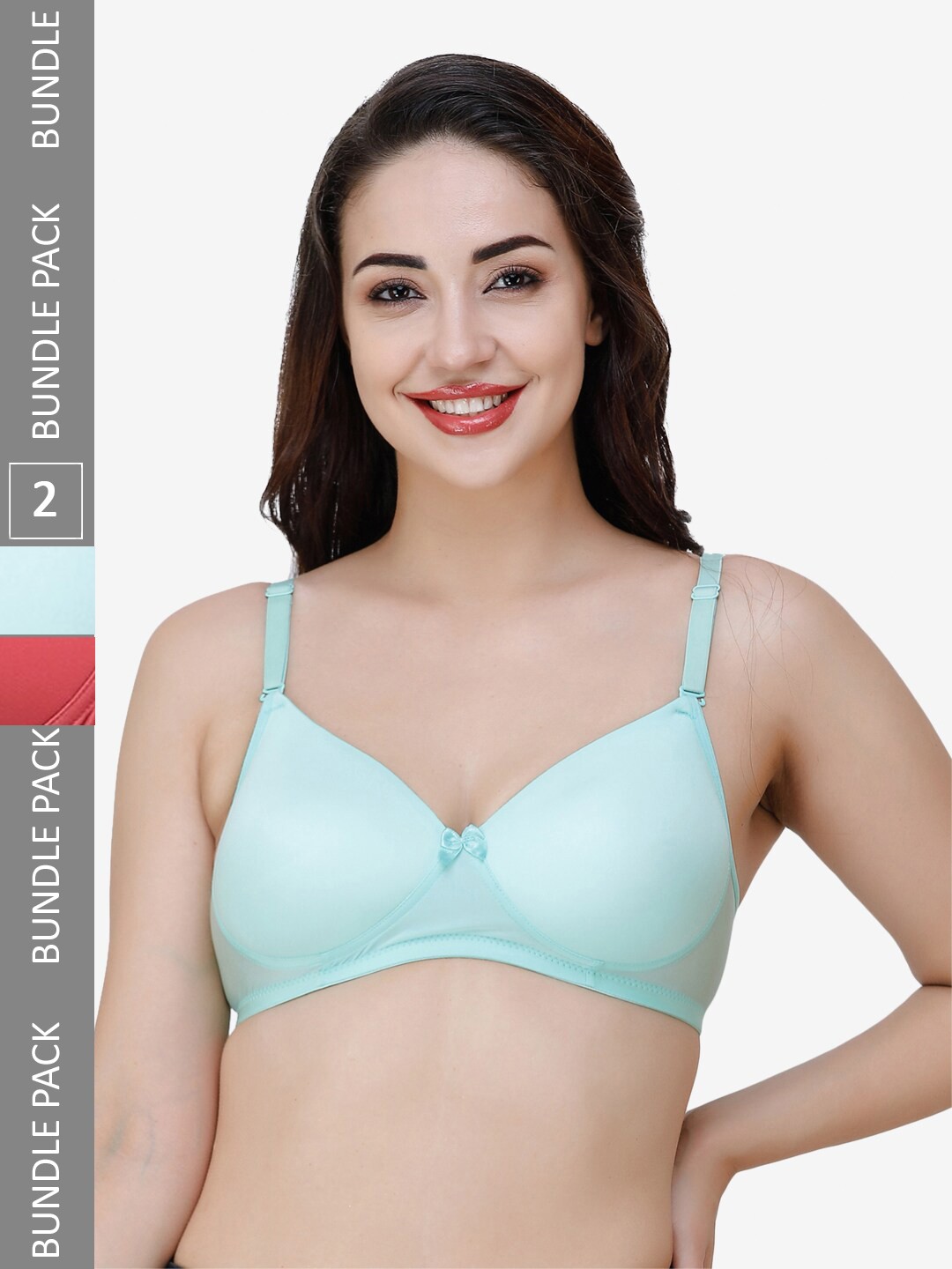 

College Girl Pack Of 2 Non-Wired Lightly Padded Seamless T-Shirt Bra With All Day Comfort, Sea green