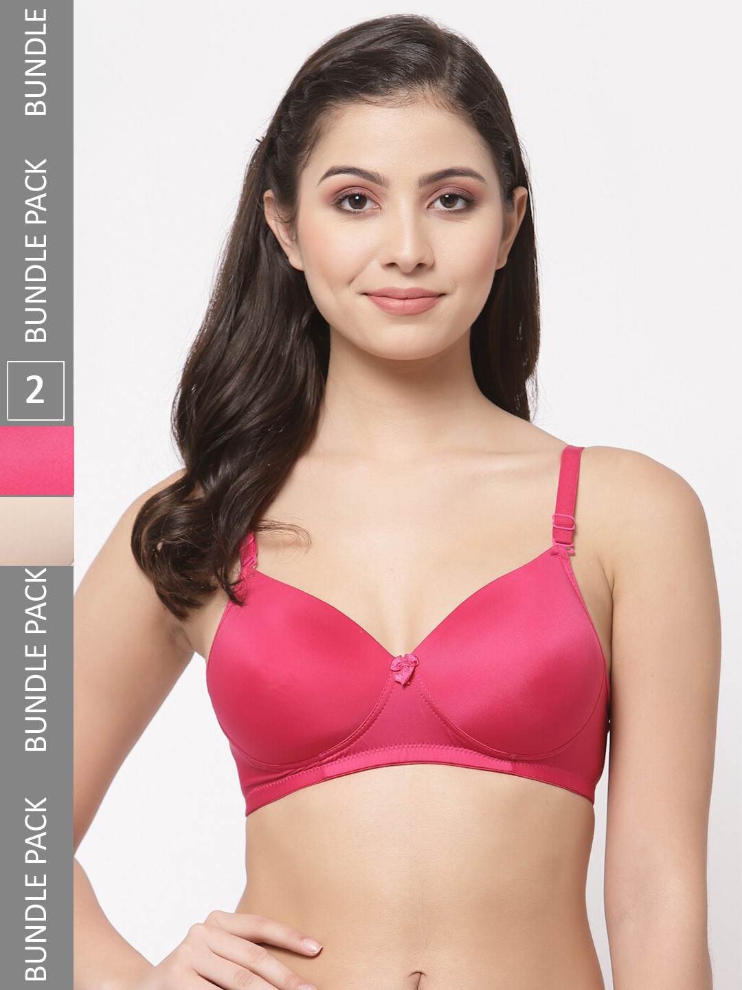 

College Girl Pack Of 2 Non-Wired Lightly Padded Seamless T-Shirt Bra With All Day Comfort, Pink