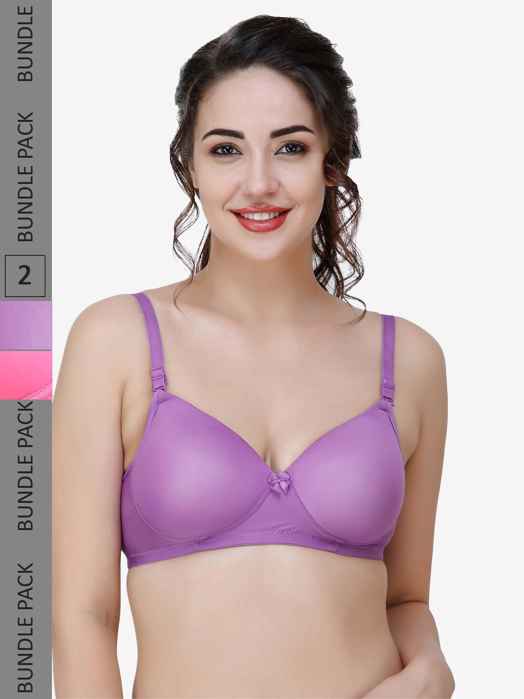 

College Girl Pack Of 2 Lightly Padded All Day Comfort Seamless T-Shirt Bra, Purple