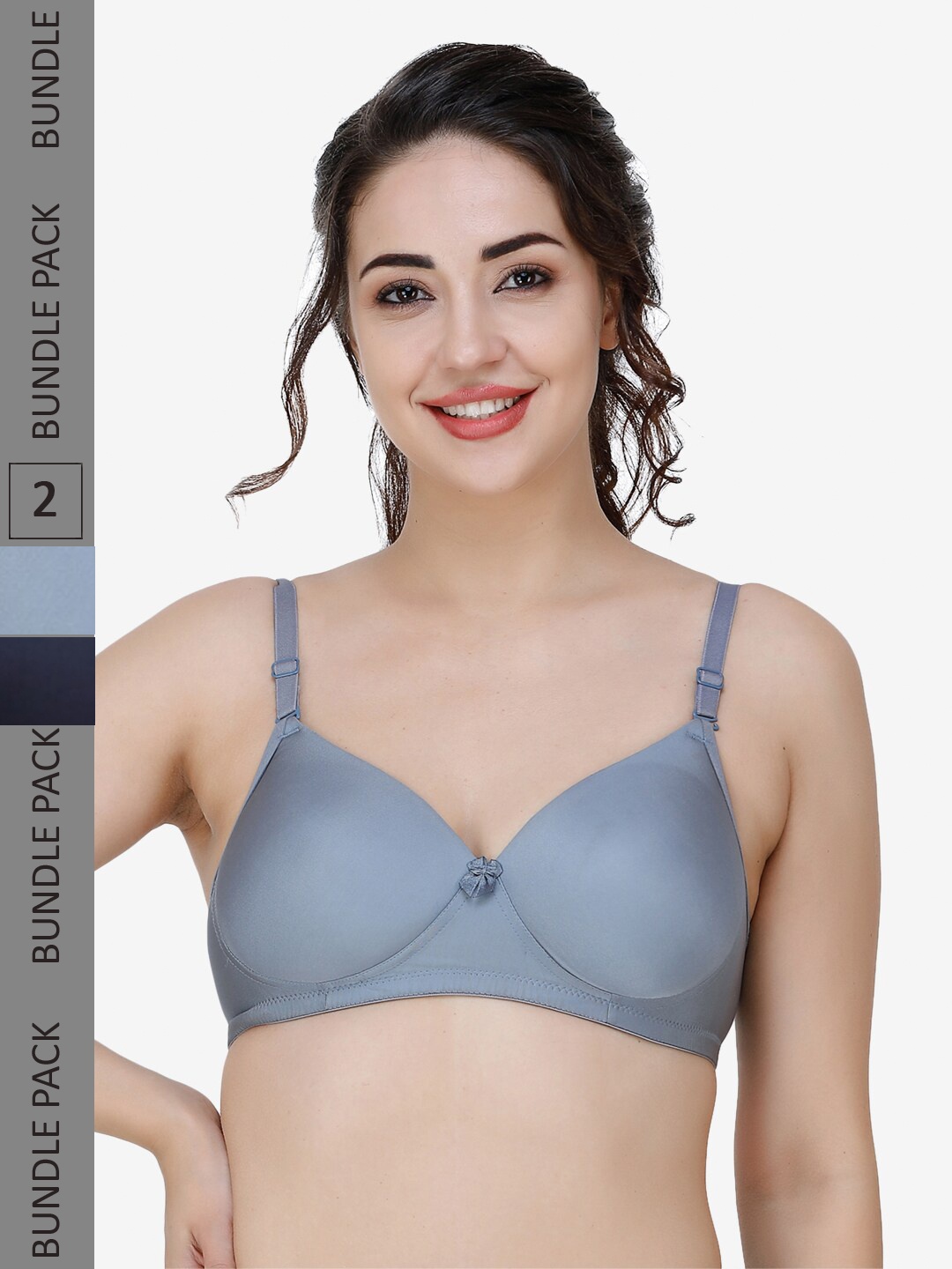 

College Girl Pack Of 2 Non-Wired Lightly Padded Seamless T-Shirt Bra With All Day Comfort, Grey