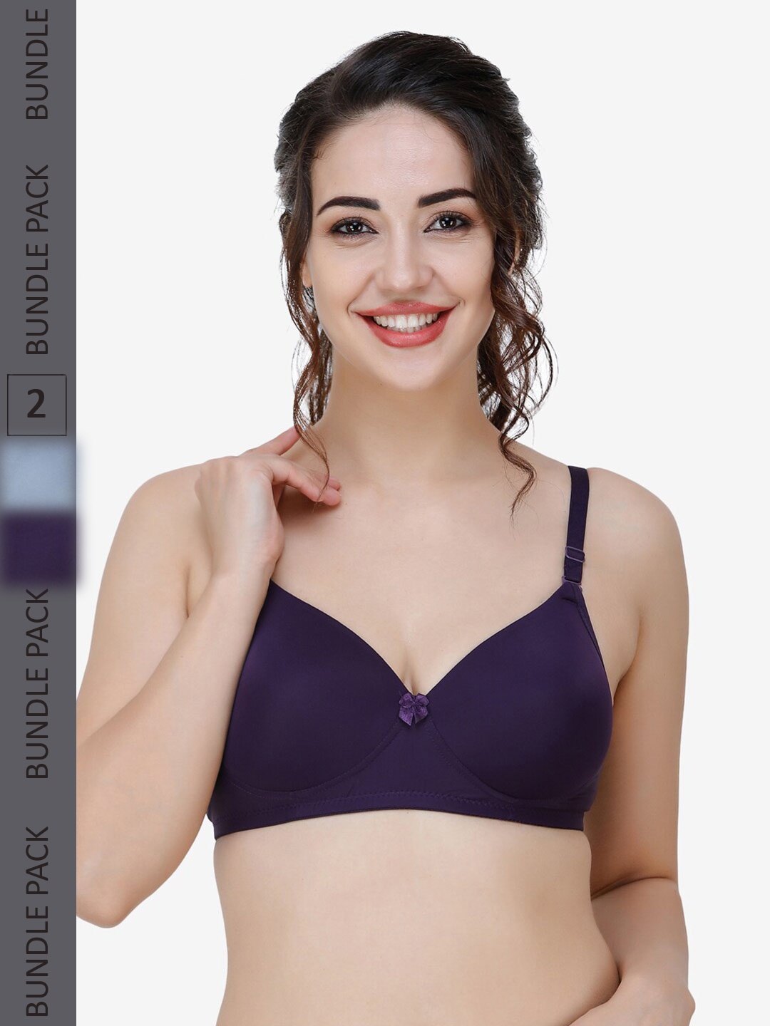 

College Girl Pack Of 2 Non-Wired Lightly Padded Seamless T-Shirt Bra With All Day Comfort, Purple