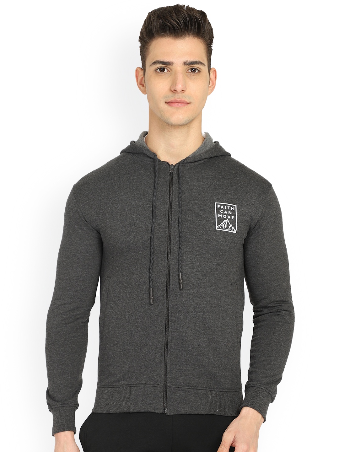 

DYCA Hooded Cotton Open Front Sweatshirt, Grey