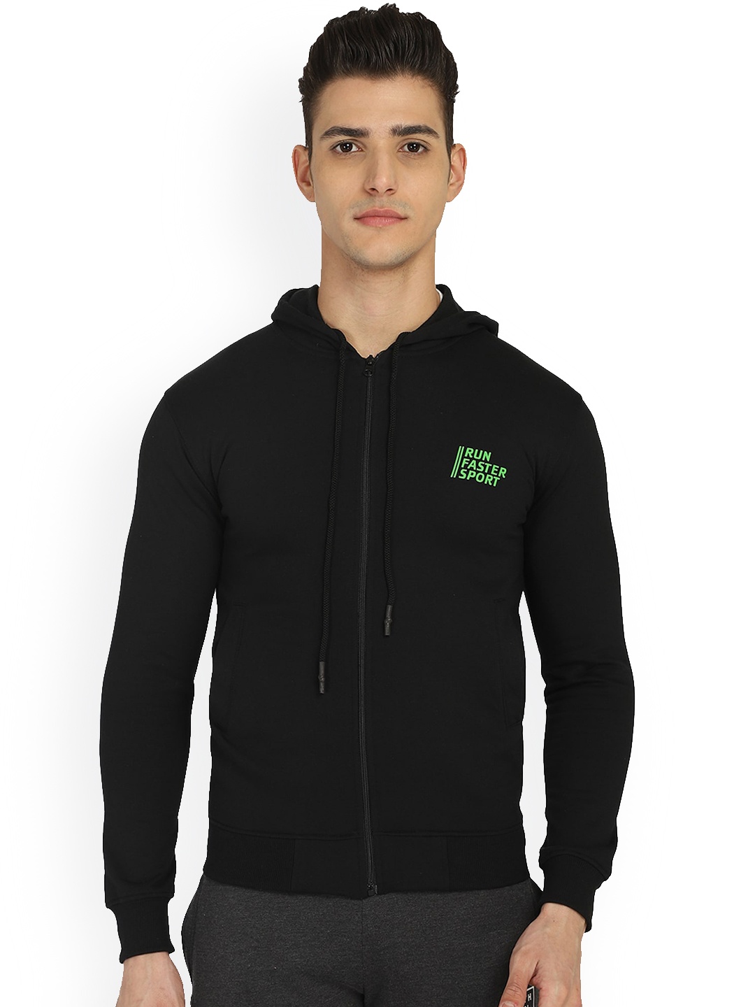 

DYCA Cotton Hooded Lightweight Sporty Jacket, Black