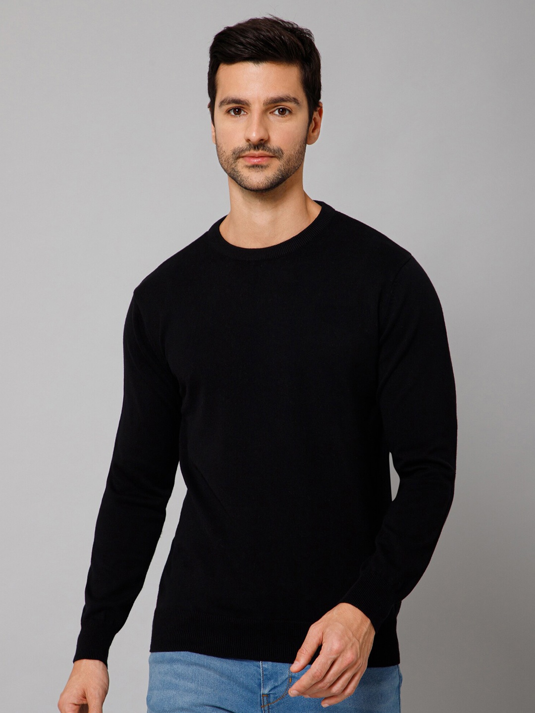 

Cantabil Round Neck Long Sleeve Cotton Sweater, Black