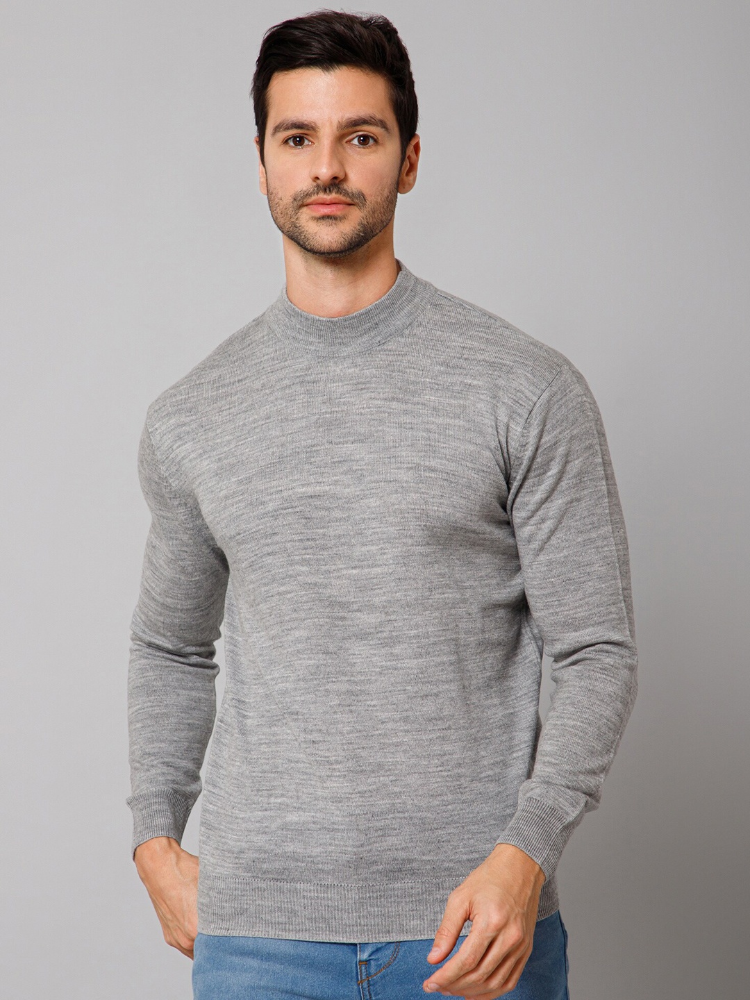 

Cantabil Round Neck Long Sleeve Acrylic Sweaters, Grey melange