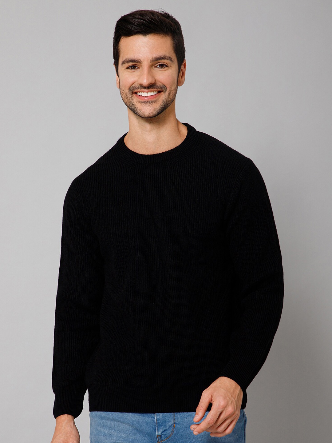 

Cantabil Round Neck Acrylic Sweater, Black