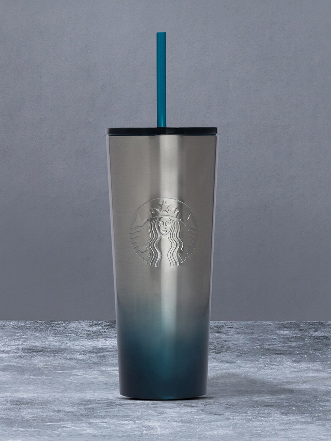 

Starbucks Metallic & Blue Stainless Steel Gradient Cup With Straw and Lid - 473 ML