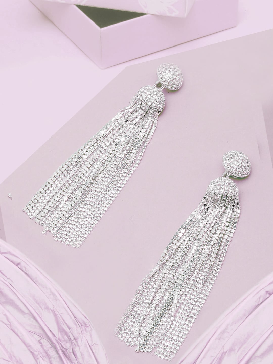 

Stylecast X KPOP Silver-Plated Contemporary Rhinestone Drop Earrings