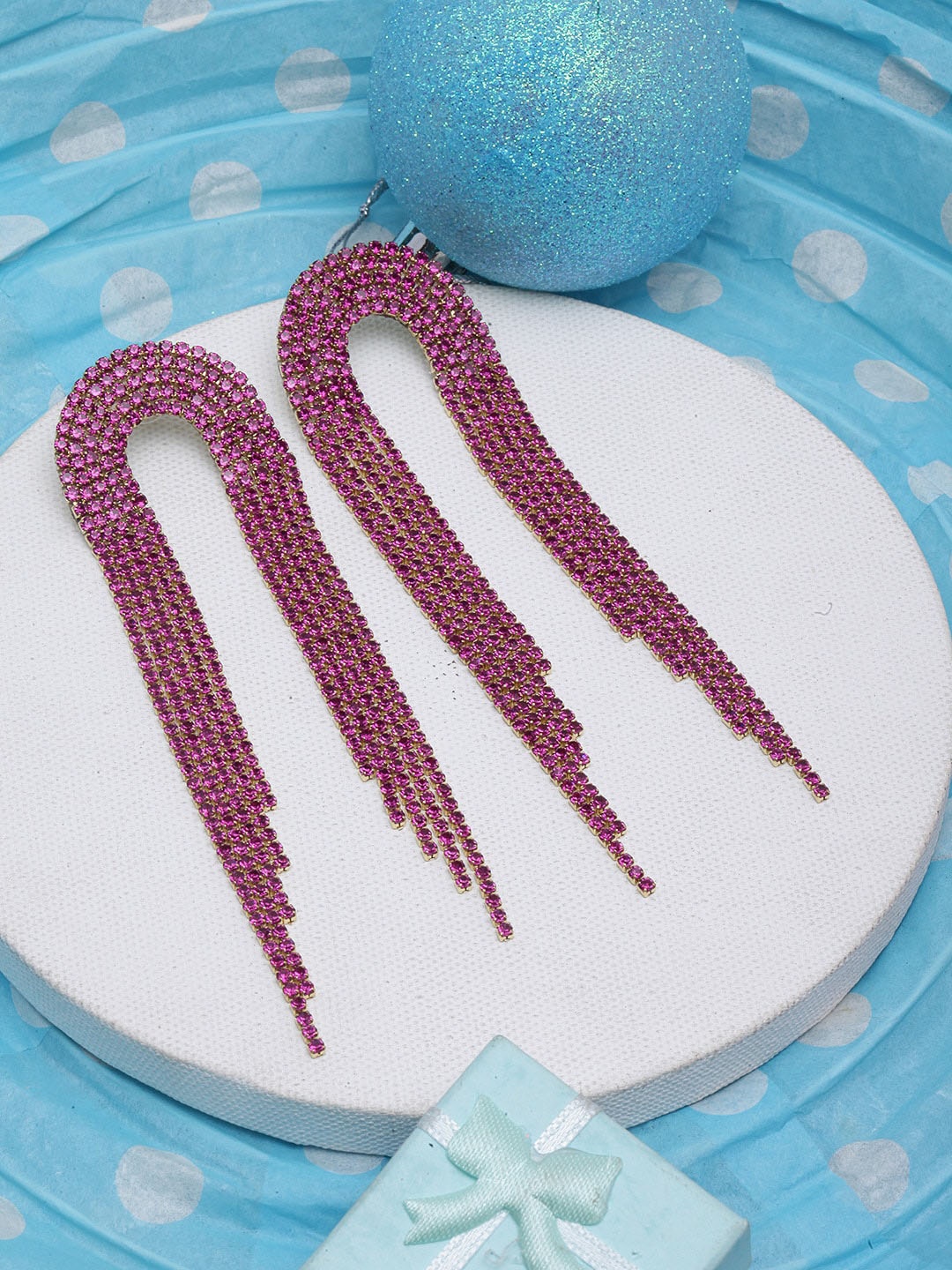 

Stylecast X KPOP Gold-Plated Rhinestone Studded Contemporary Drop Earrings