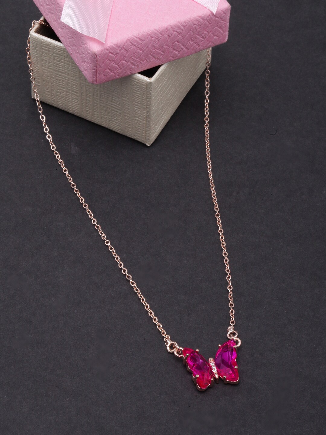 

Stylecast X KPOP Rose Gold-Toned Rose Gold-Plated Minimal Butterfly Chain
