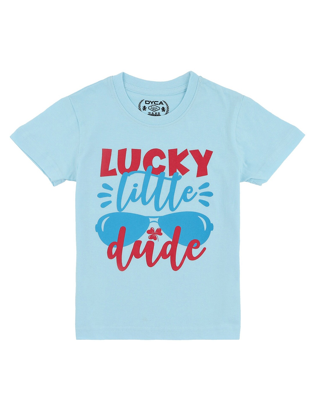 DYCA Boys Green Typography Printed Applique T-shirt