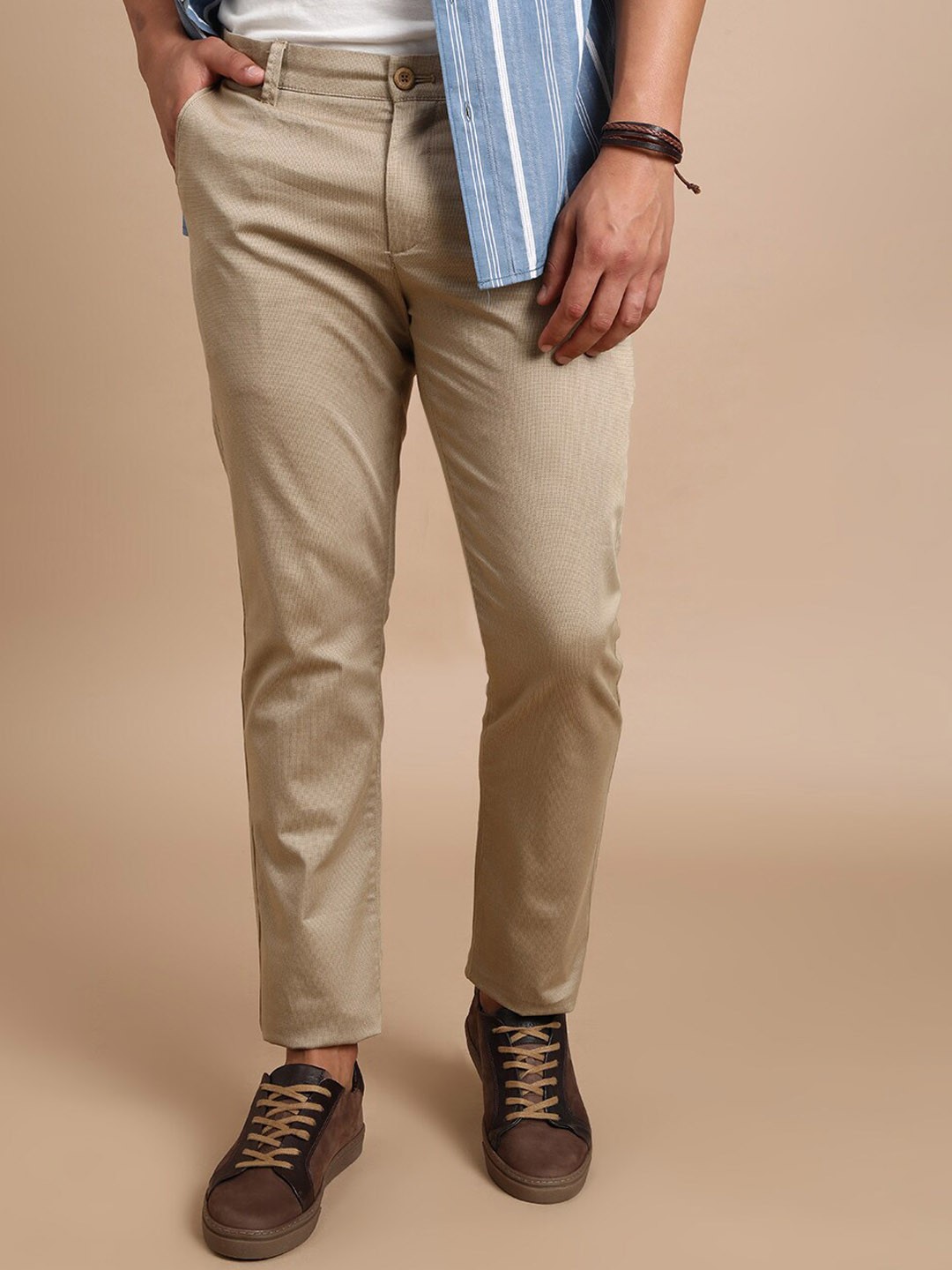

Crocodile Men Slim Fit Easy Wash Cotton Chinos, Beige