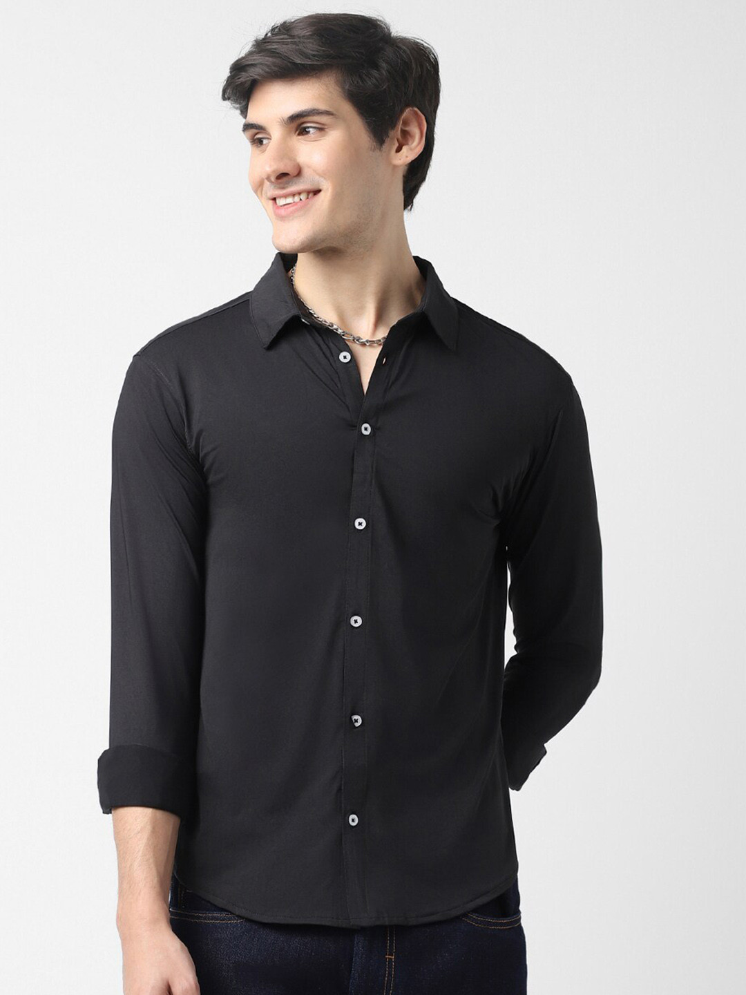 

VASTRADO Men Solid Stretchable Shirt, Black