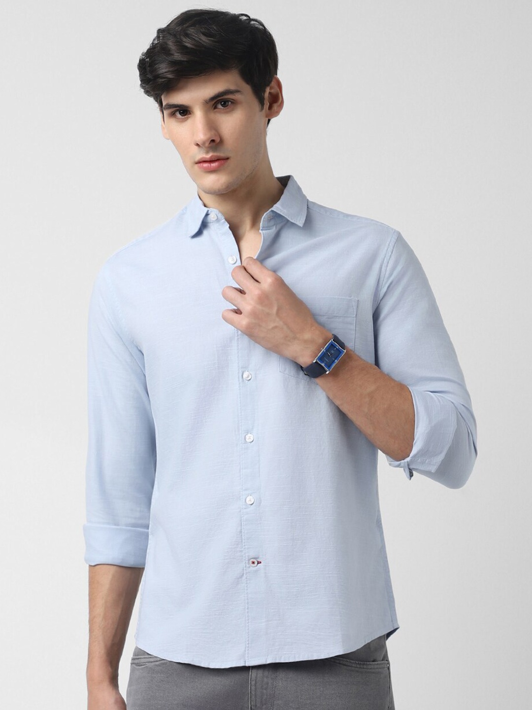 

VASTRADO Men Textured Shirt, Blue