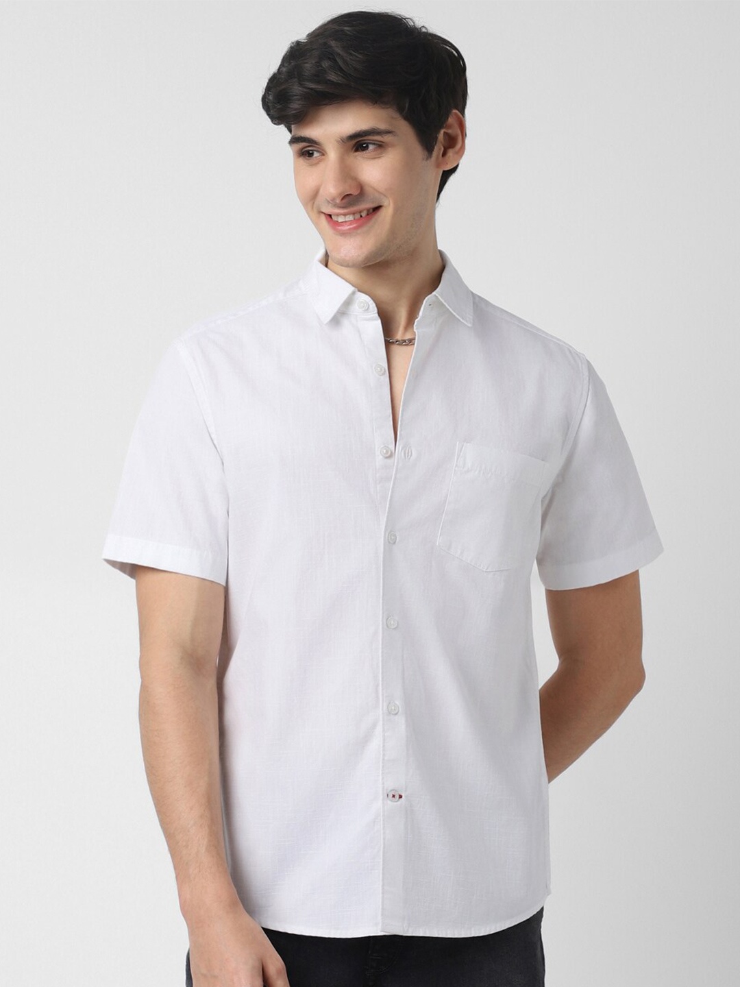 

VASTRADO Men Textured Casual Shirt, White