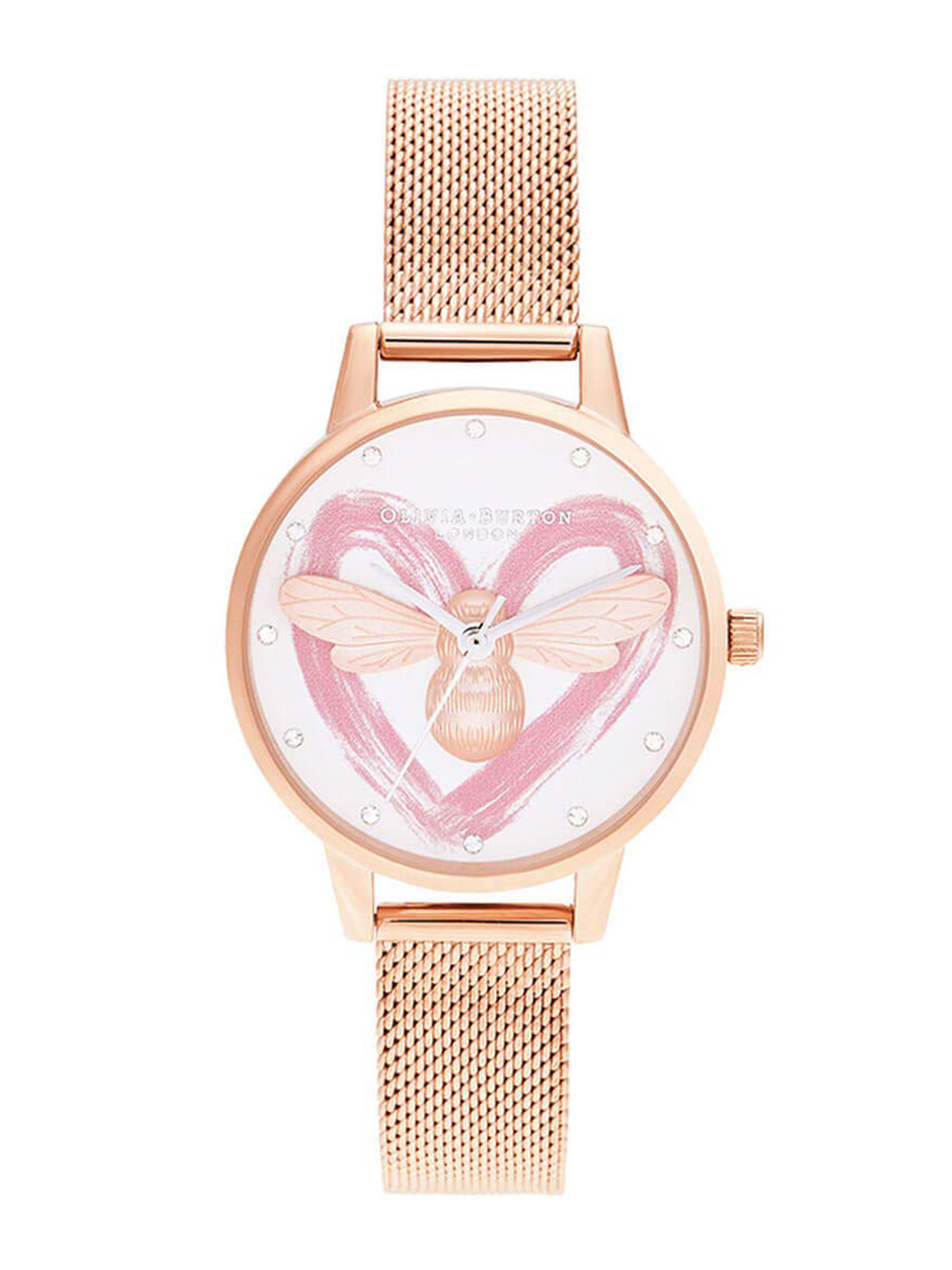 

Olivia Burton Women Stainless Steel Bracelet Style Straps Analogue Watch OB16FB01, White