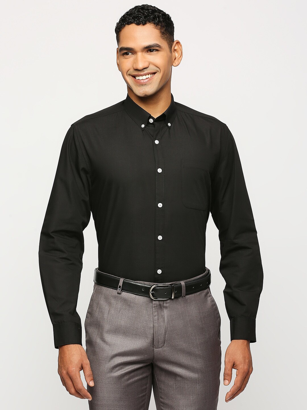 

Solemio Men Black Classic Opaque Formal Shirt