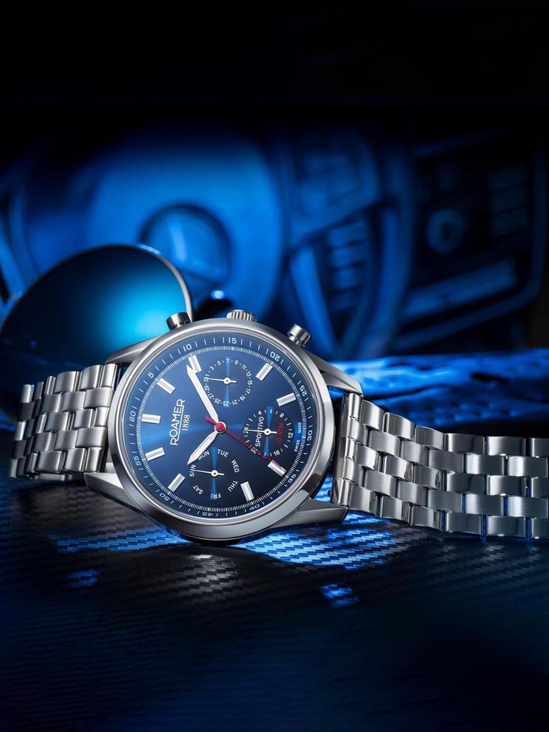 

ROAMER Men Stainless Steel Bracelet Style Straps Analogue Watch 856982 41 45 70, Blue