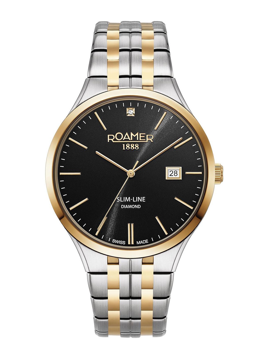 

ROAMER Men Black Dial & Multicoloured Stainless Steel Bracelet Style Straps Analogue Automatic Motion Watch
