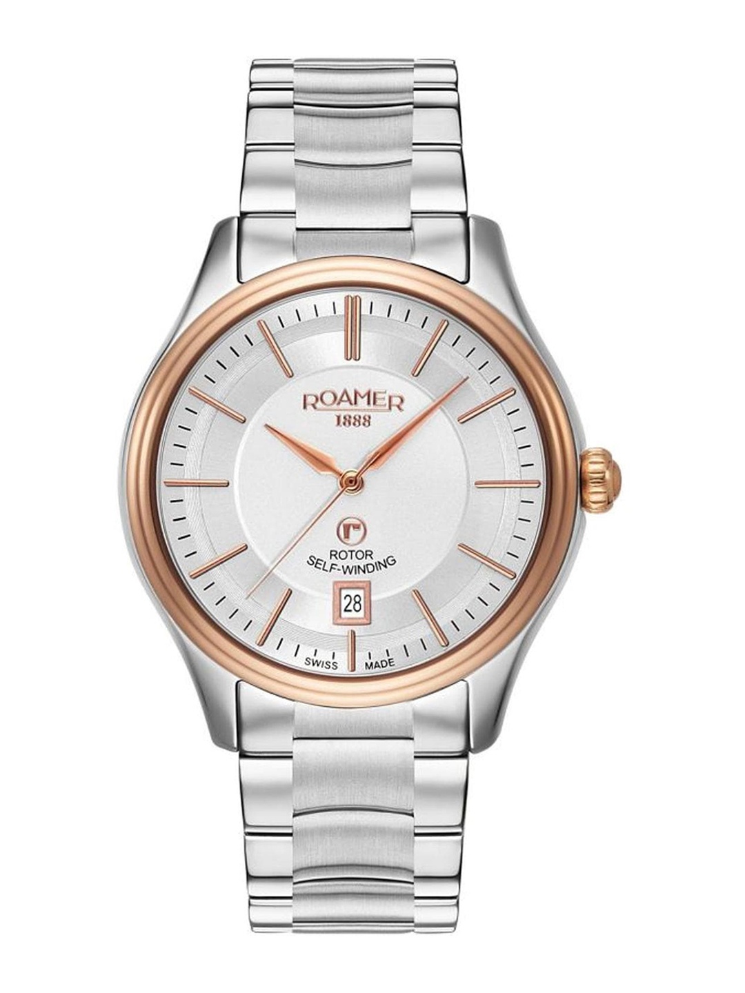 

ROAMER Men Silver-Toned Dial & Silver Toned Stainless Steel Bracelet Style Straps Analogue Automatic Motion Watch