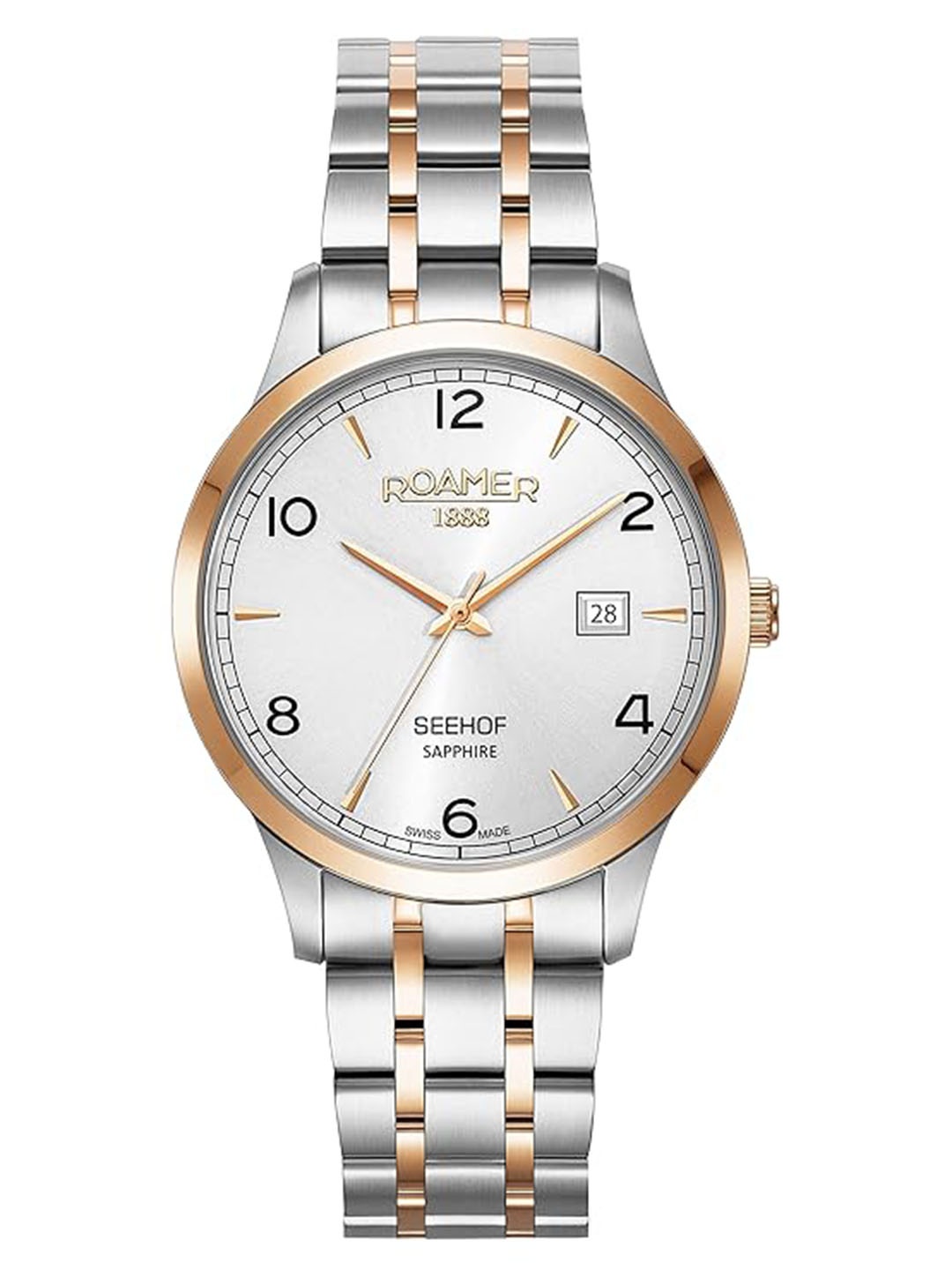 

ROAMER Men Printed Dial & Bracelet Style Straps Reset Time Analogue Watch 509833 49 14 20, Silver