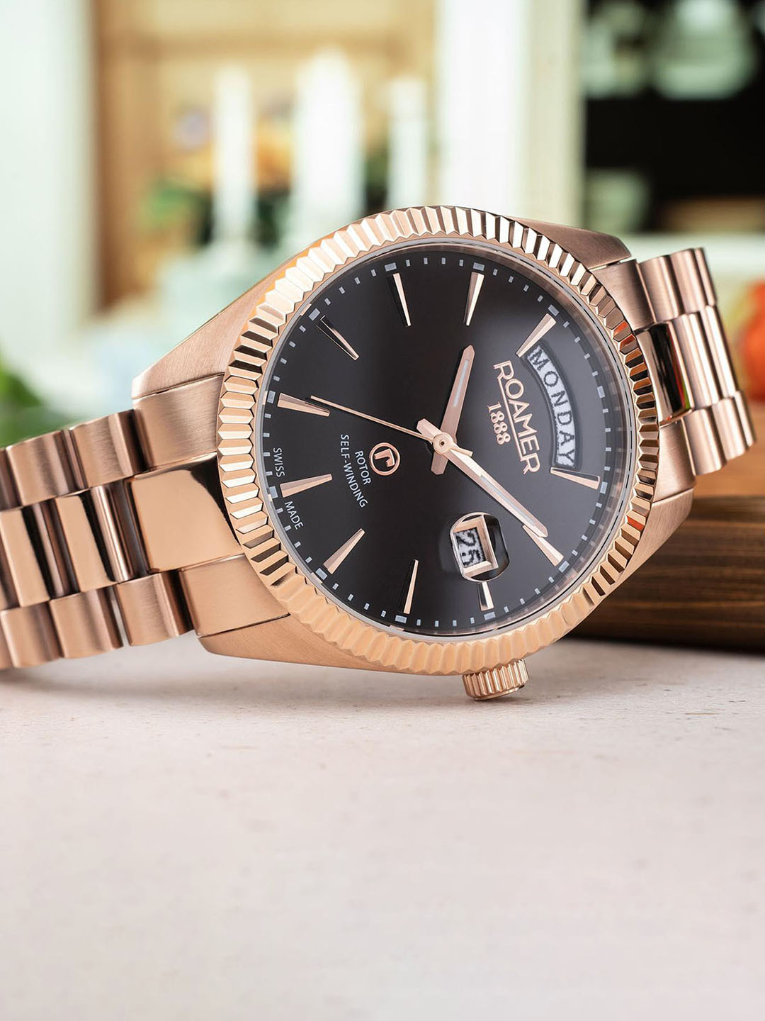 

ROAMER Men Embellished Dial Bracelet Style Straps Automatic Analogue Watch 981662 49 65 90, Brown