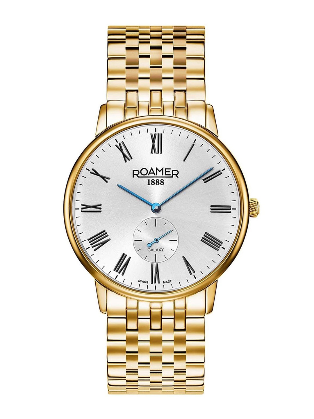 

ROAMER Men Silver-Toned Brass Dial & Gold Toned Stainless Steel Bracelet Style Straps Analogue Watch