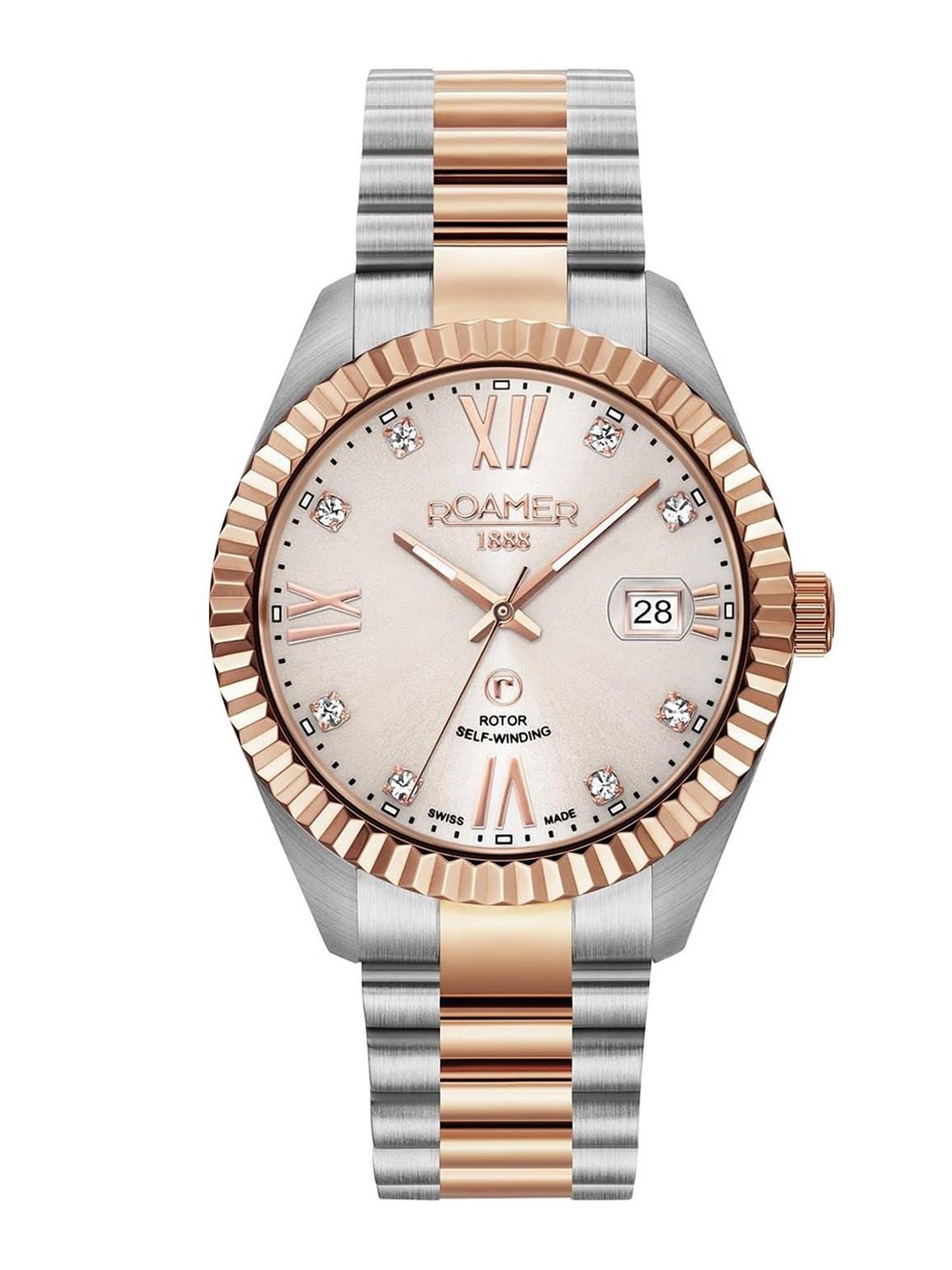 

ROAMER Men Embellished Dial & Stainless Steel Automatic Analogue Watch 981661 47 09 90, Beige