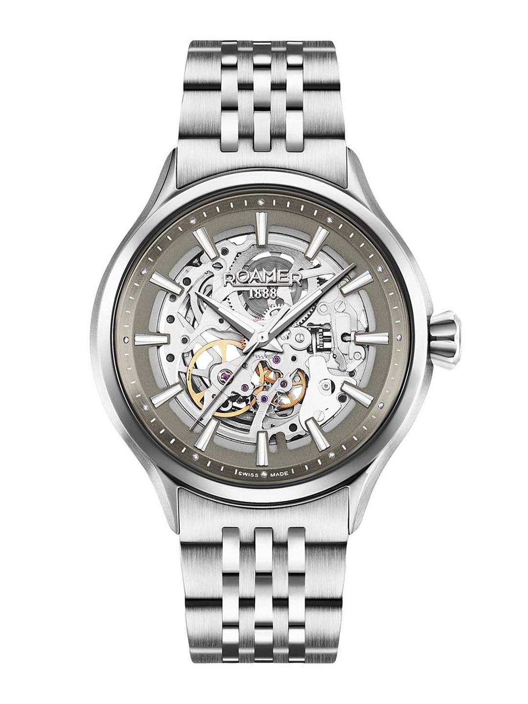 

ROAMER Men Dial & Bracelet Style Straps Analogue Automatic Motion Watch 101663 41 55 10N, Silver