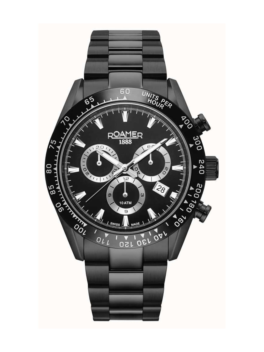 

ROAMER Men Stainless Steel Bracelet Style Straps Analogue Watch 850837 44, Black