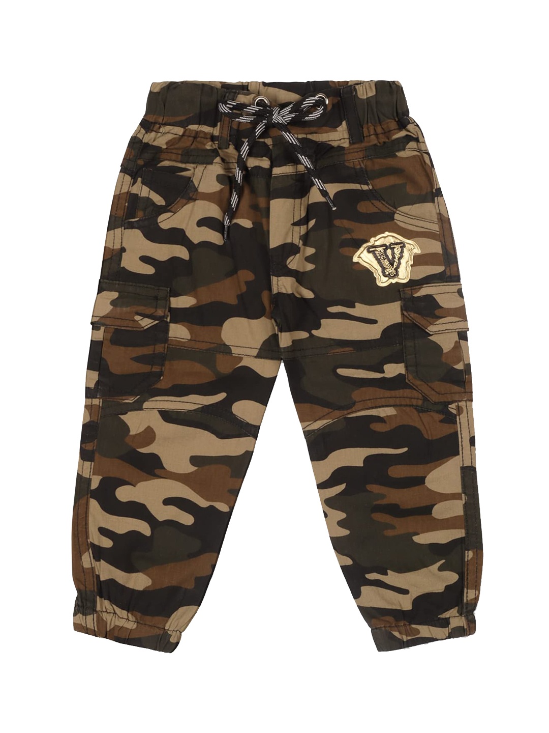 

Wish Karo Boys Mid-Rise Classic Fit Camouflage Printed Cotton Joggers, Brown
