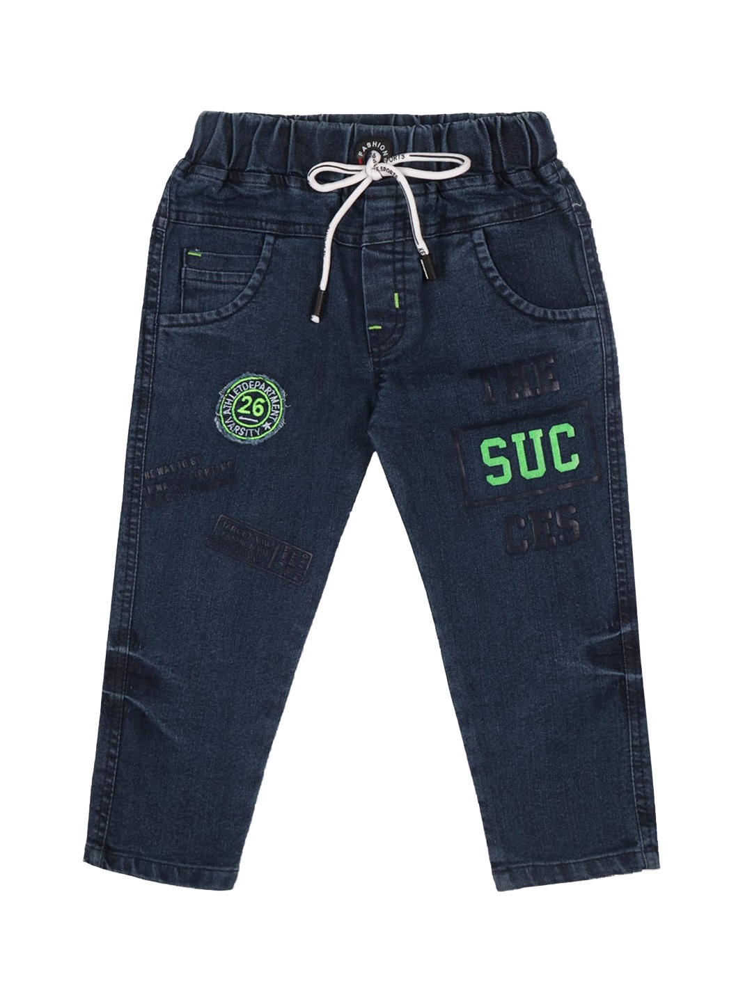 

Wish Karo Boys Classic Typography Printed Cotton Jeans, Green