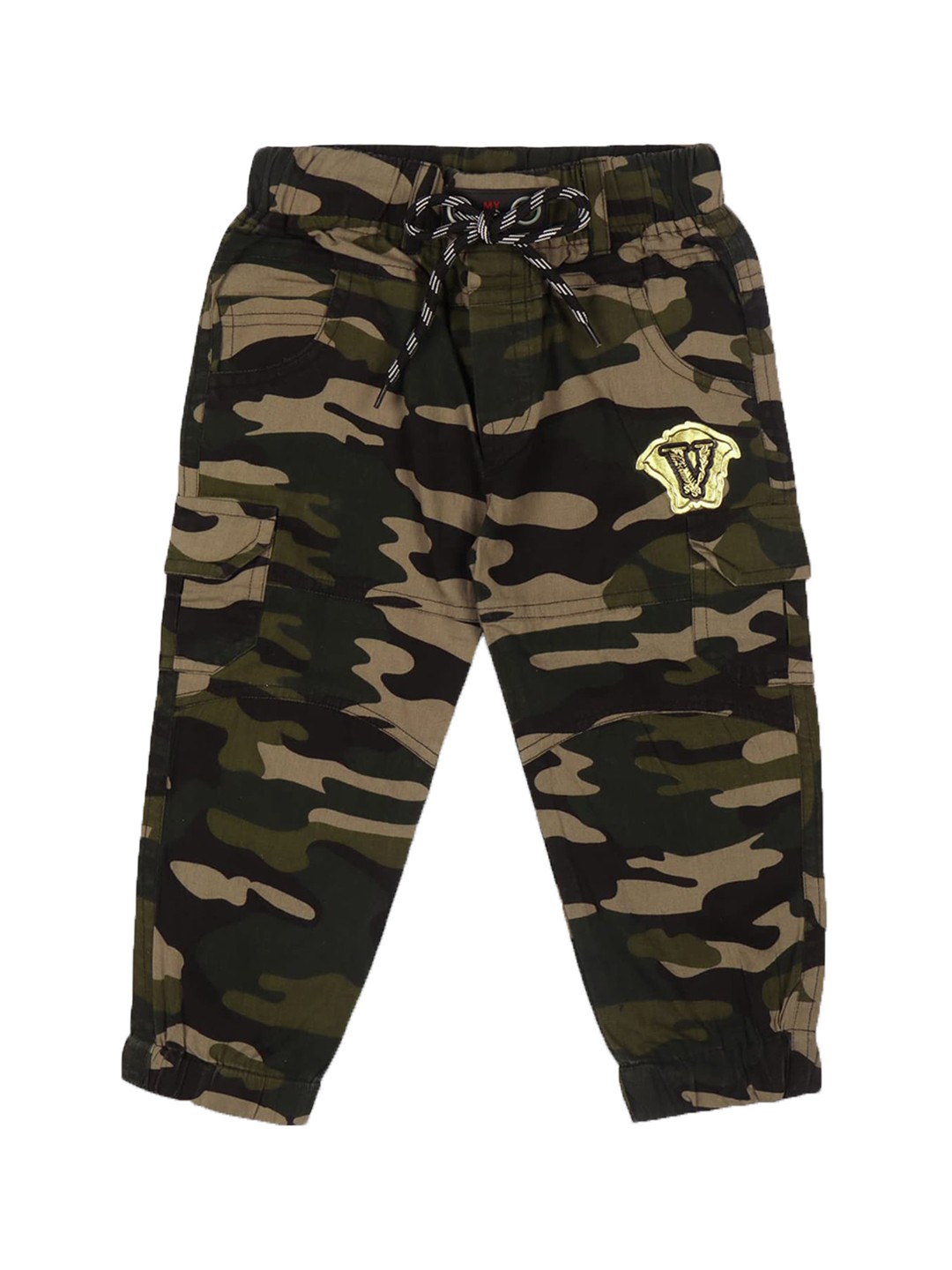 

Wish Karo Boys Classic Camouflage Printed Regular Fit Mid-Rise Clean Look Cotton Jean, Green