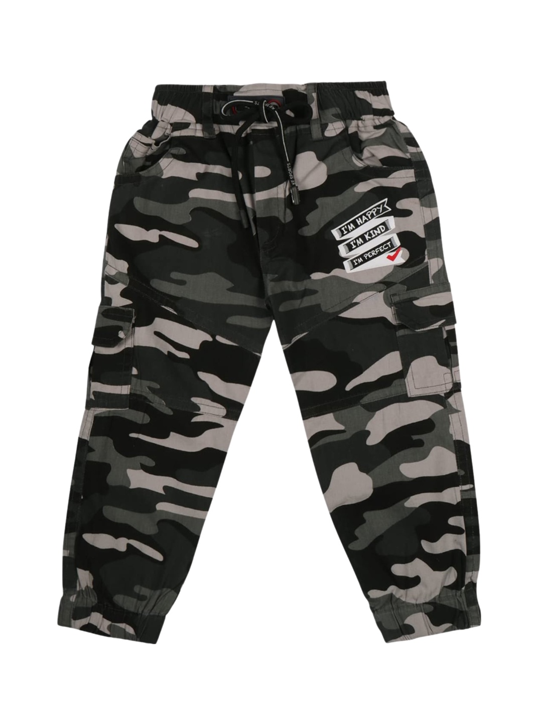 

Wish Karo Boys Classic Camouflage Printed Regular Fit Mid-Rise Clean Look Cotton Jean, Grey