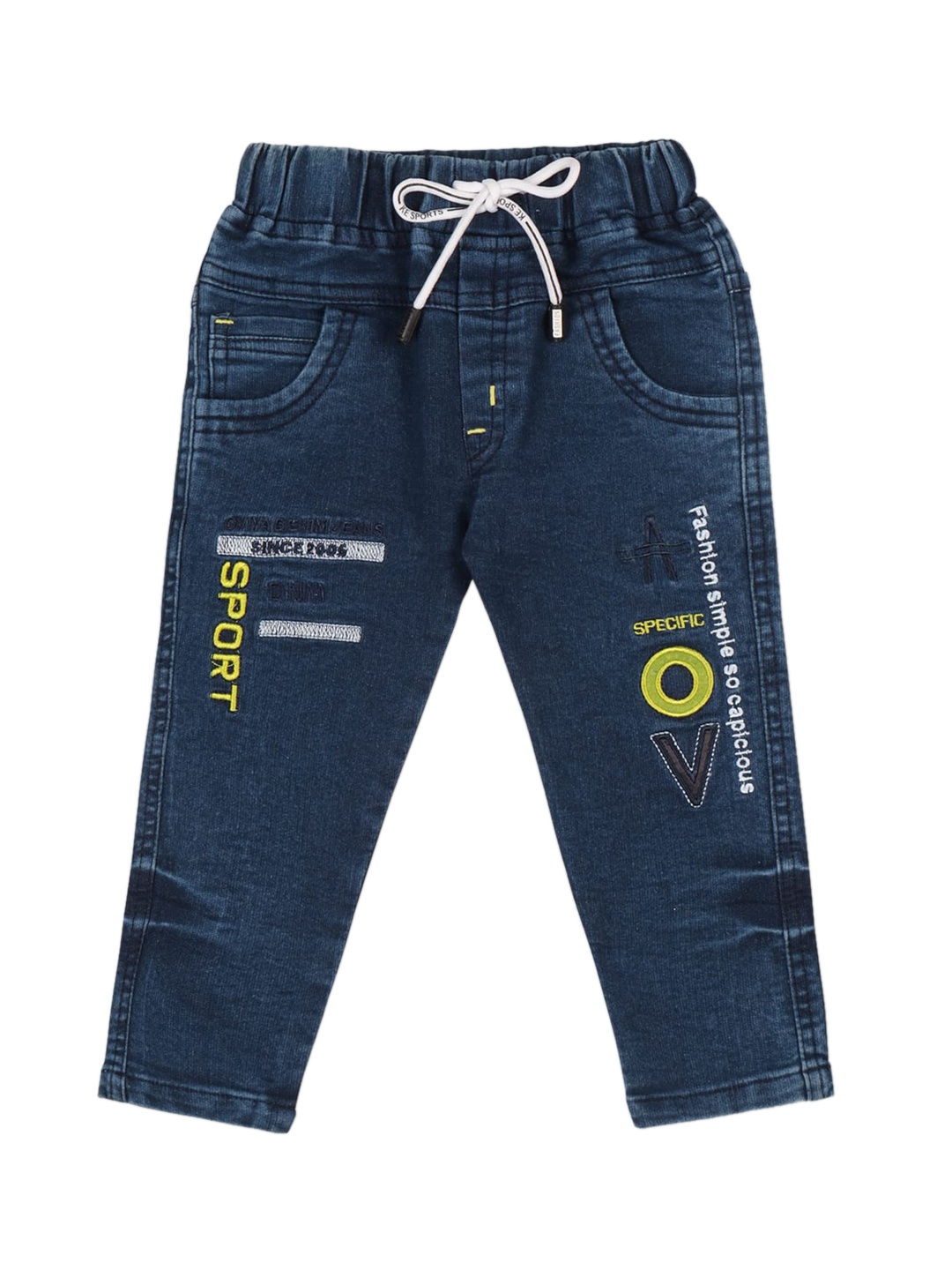 

Wish Karo Boys Classic Typography Printed Regular Fit Mid-Rise Clean Look Cotton Jean, Blue
