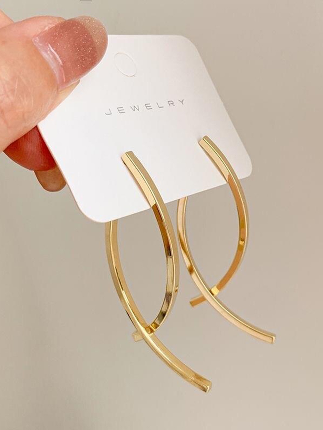 

MYKI Stainless Steel Gold-Plated Contemporary Drop Earrings